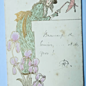 Belle époque belle carte dorée & signée H L