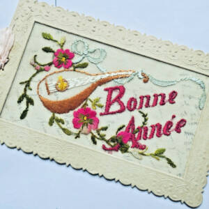 Belle époque carte Bonne année dépliante 86 x 135 mm.