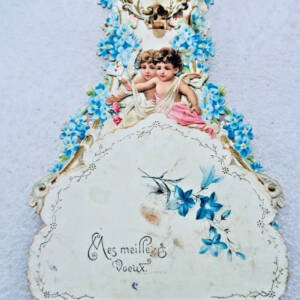 Belle époque carte MEILLEURS VOEUX dépliante 15 x 11 cm.