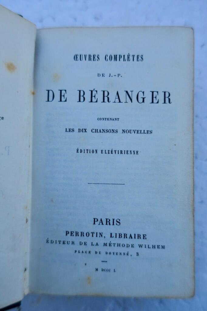 Gesamtwerke von BÉRANGER, 1850