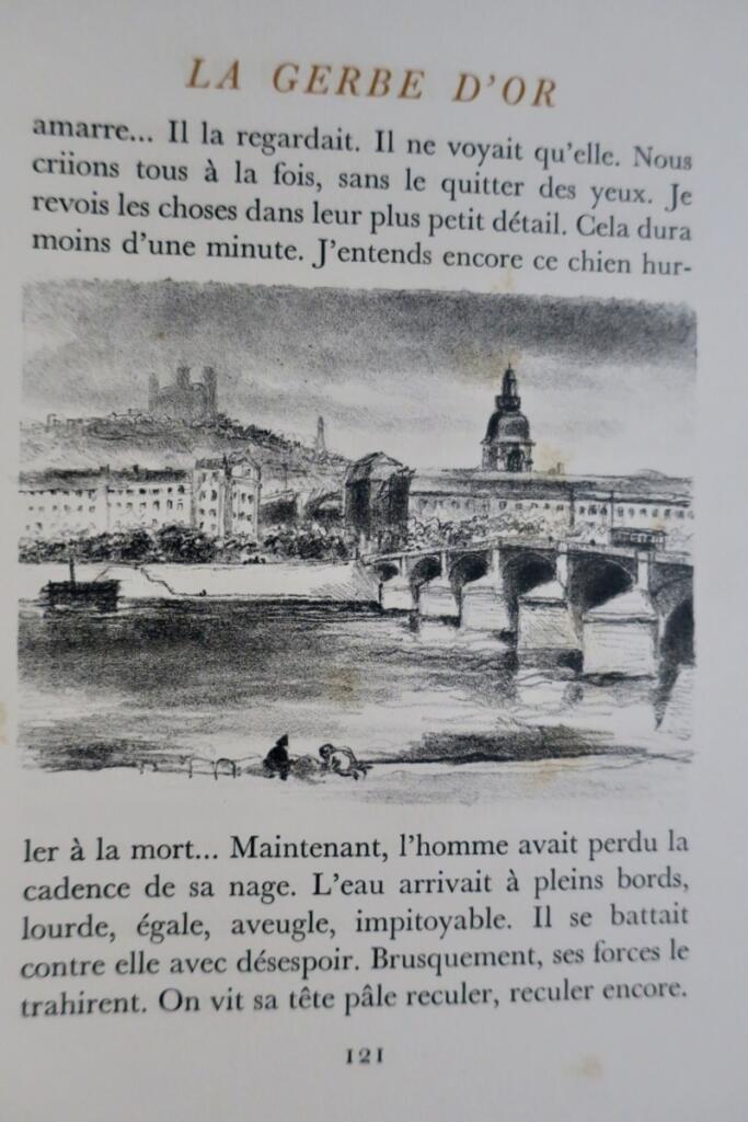 Goldene Garbe mit Lithografien von Berthold Mahn