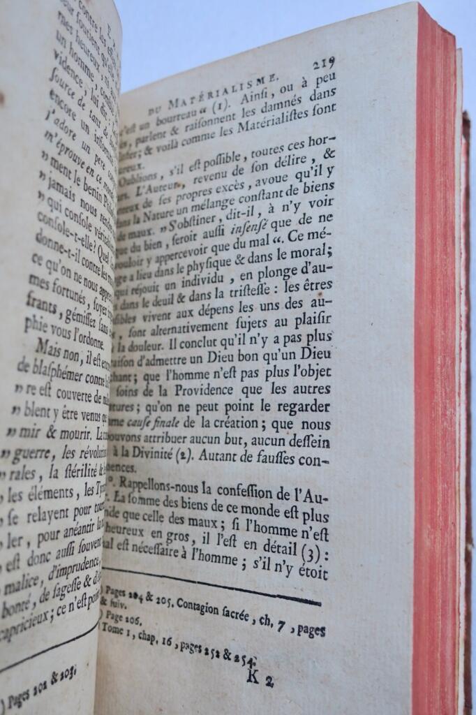 BERGIER Examen du matérialisme ou réfutation du système de la nature. 1771