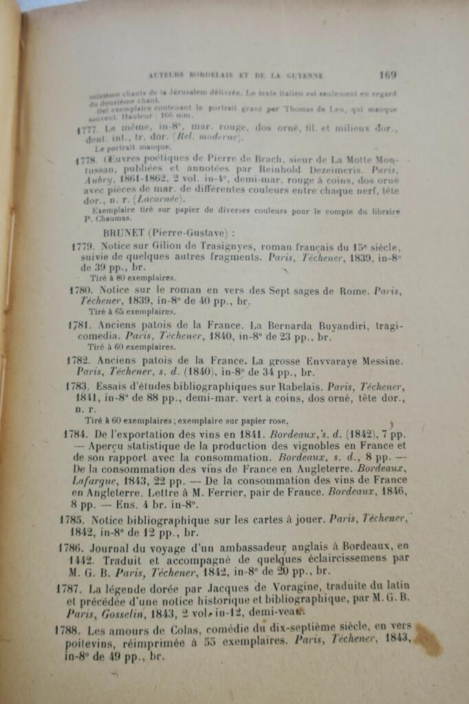 Seltenes Bibliothekskatalog von 1918 zu Bordeaux mit Gascony- und Baskenland-Erbe