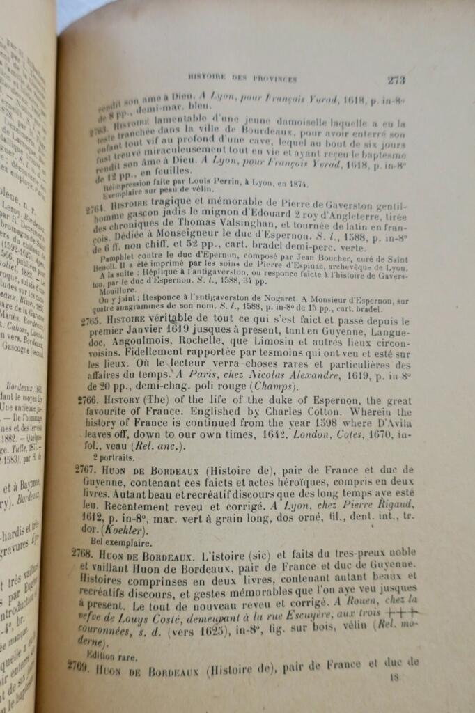 Seltenes Bibliothekskatalog von 1918 zu Bordeaux mit Gascony- und Baskenland-Erbe