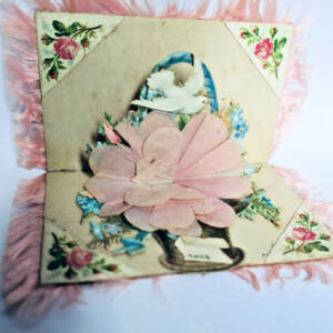 Billet doux composition floral dépliante 85 x 50 mm. A vous ma pensée