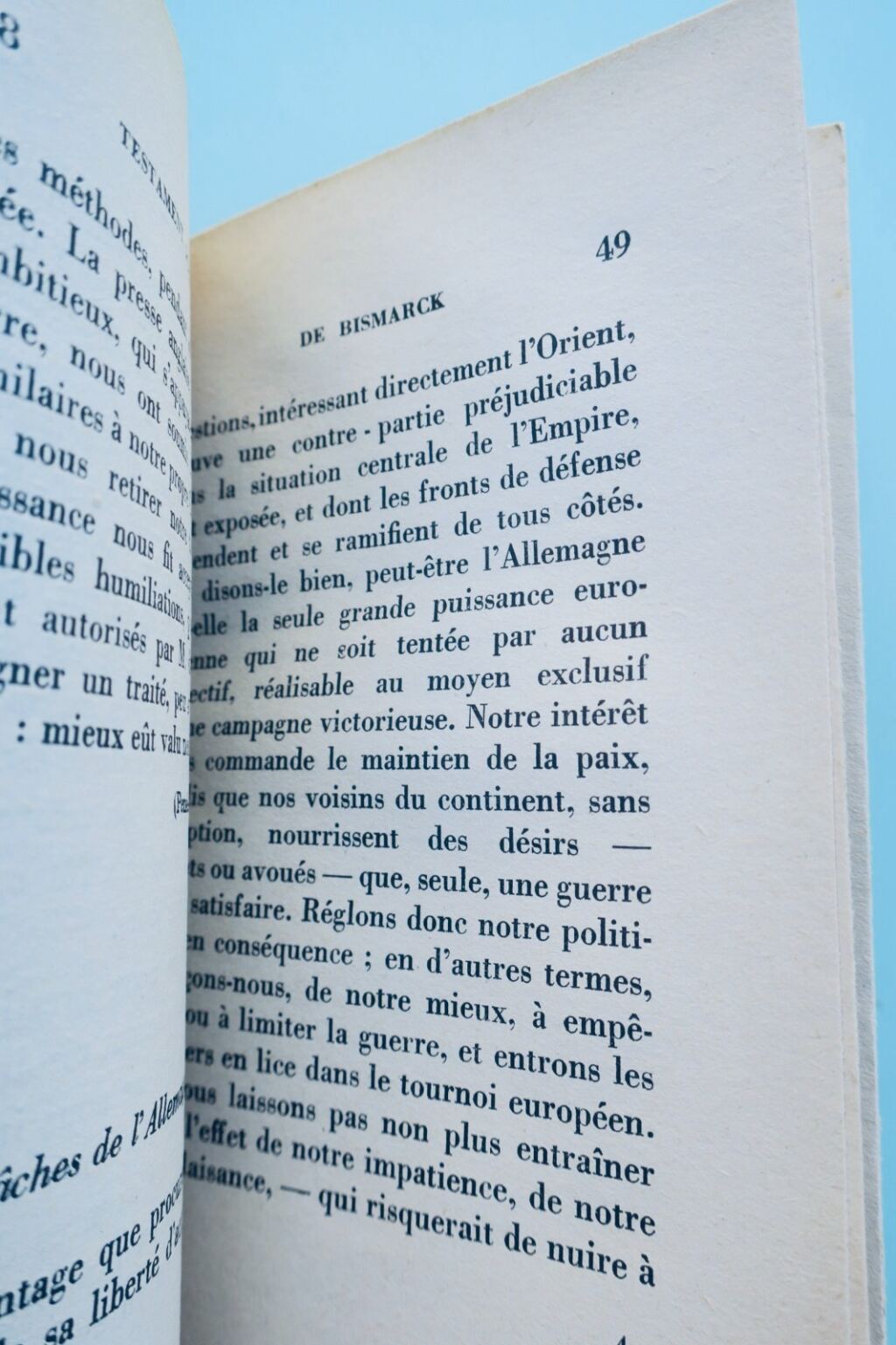 Bismarck. Testament politique de Bismarck. Préface du Général Mordacq