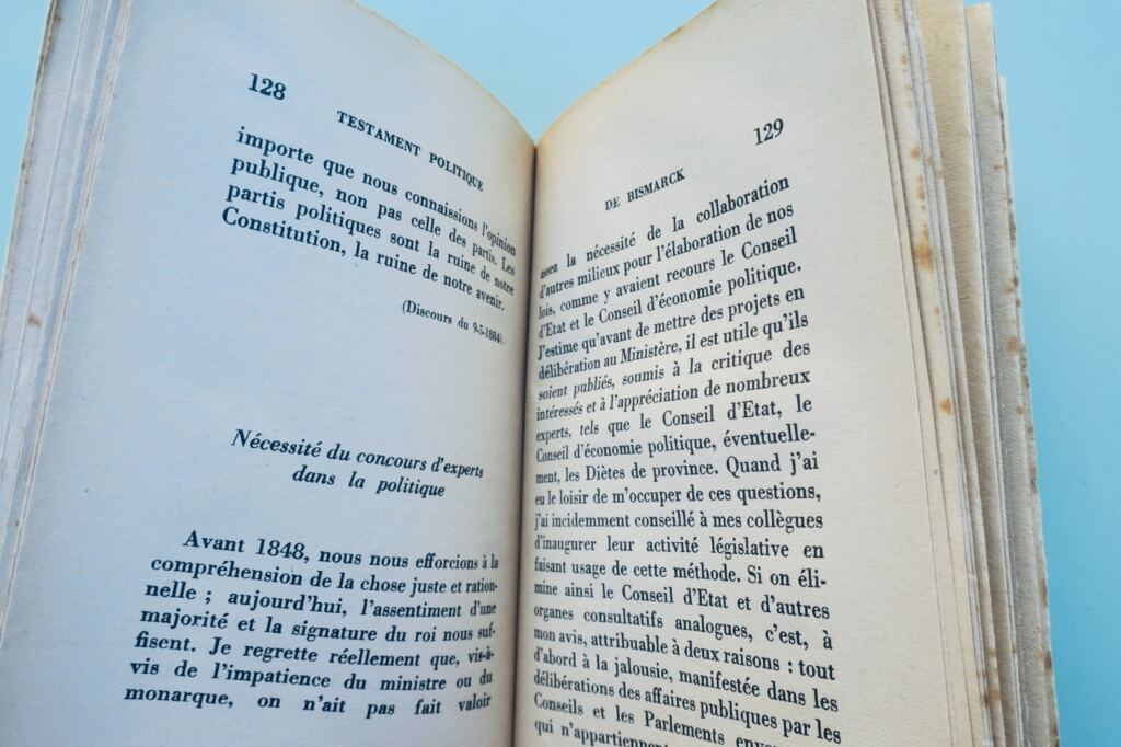 Bismarck. Testament politique de Bismarck. Préface du Général Mordacq