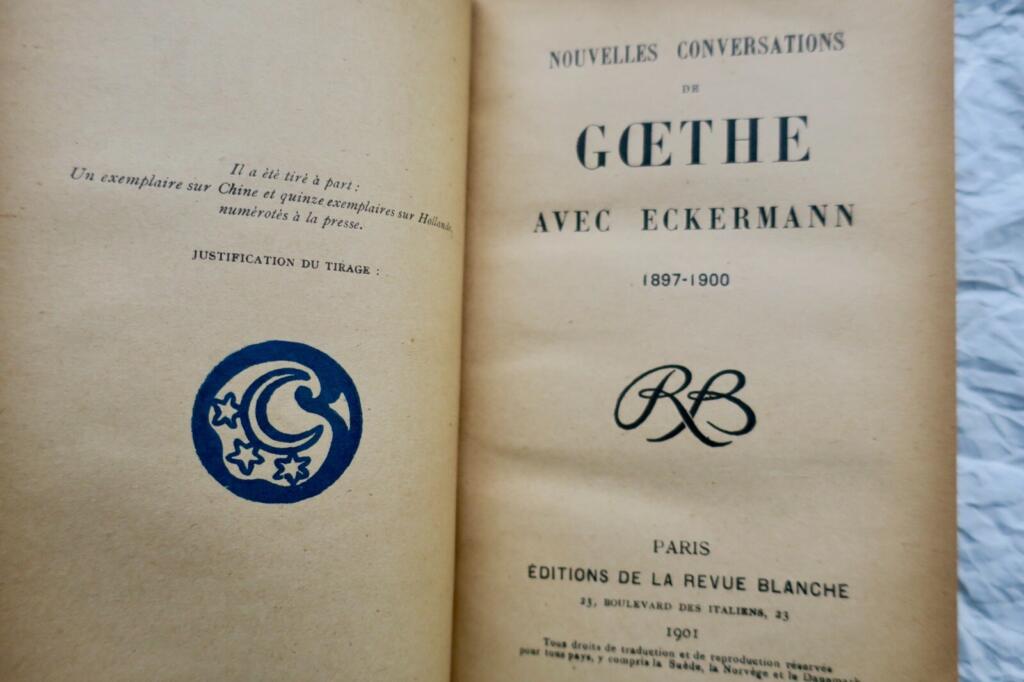 Goethe’s Conversations with Eckermann (1897–1900) with Blum’s inscription