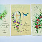 BONNE ANNEE & MEILLEURS VOEUX cartes translucides peintes à la main