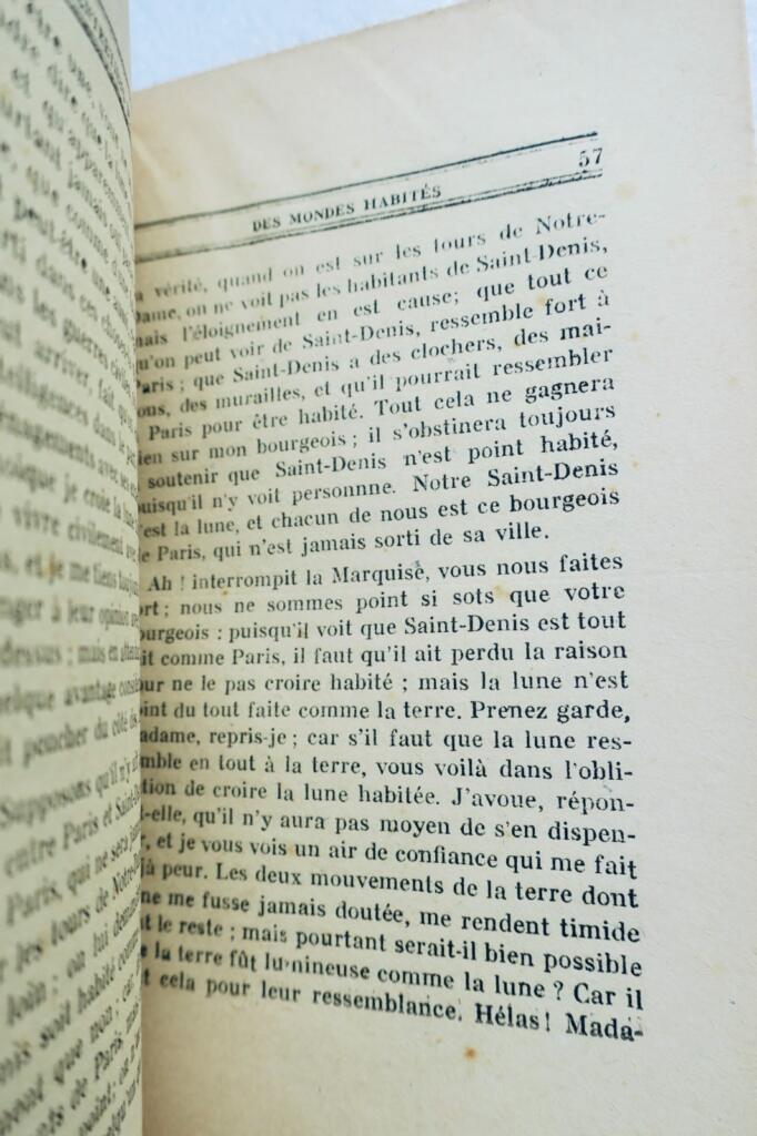 BOVIER DE FONTENELLE Entretiens sur la pluralité des mondes habités 1943