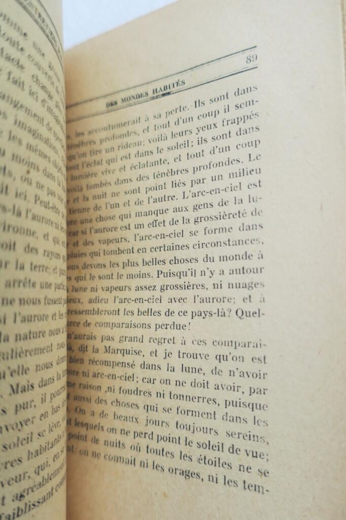 BOVIER DE FONTENELLE Entretiens sur la pluralité des mondes habités 1943
