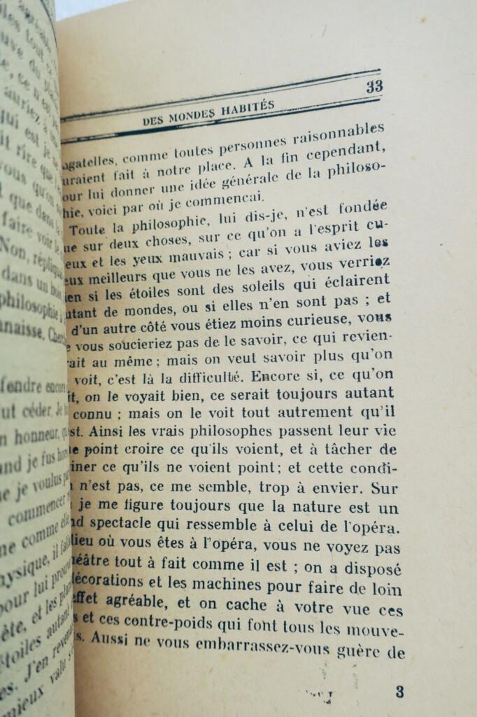 BOVIER DE FONTENELLE Entretiens sur la pluralité des mondes habités 1943