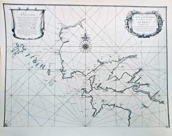 Brest Carte 62,5 x 90 cm carte particulière des environs du port de Brest 1669