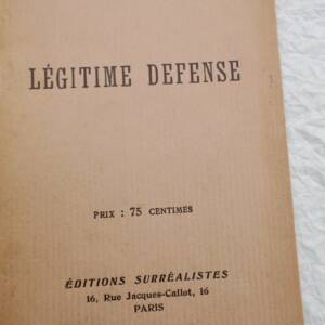 BRETON (André). Légitime Défense. Éditions Surréalistes 1926