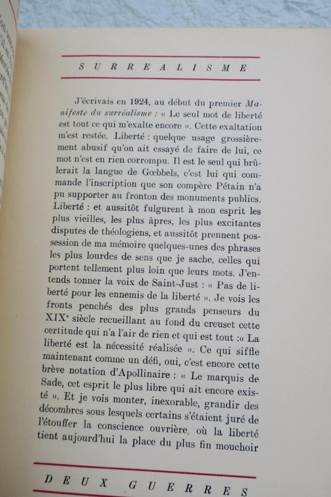 Breton (André) Situation du Surréalisme entre les deux guerres
