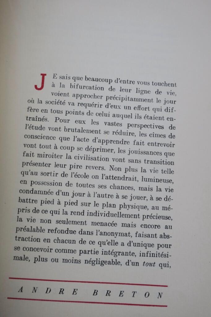 Breton (André) Situation du Surréalisme entre les deux guerres