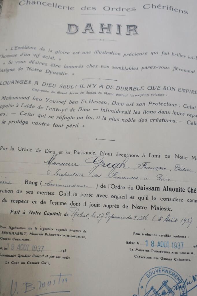 Moroccan Alaouite Order Commander Patent 1937