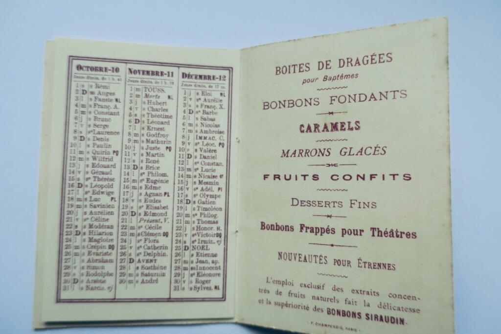 Miniaturkalender 1910 - Siraudin Bonbons
