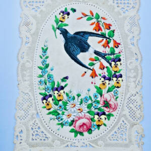 canivet rehaussé en couleur à la main 70 x 110 mm.