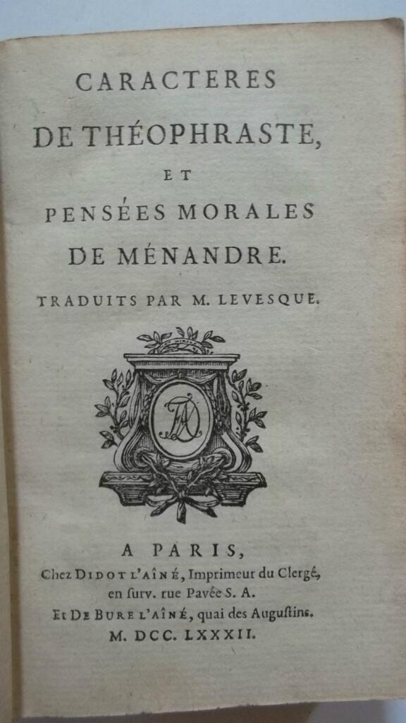 Greek moral philosophy: characters and maxims