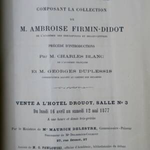 CATALOGUE : FIRMIN-DIDOT 1877