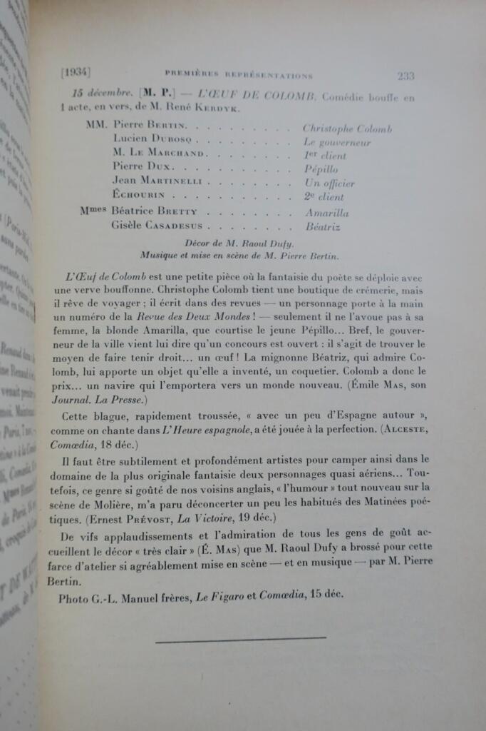French Comedy Theatre, 1933-1934