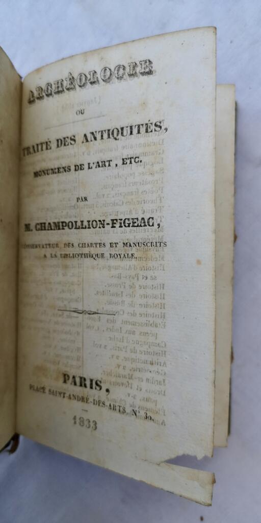 Champollion Archéologie ou traité des antiquités, numismatique… 1833