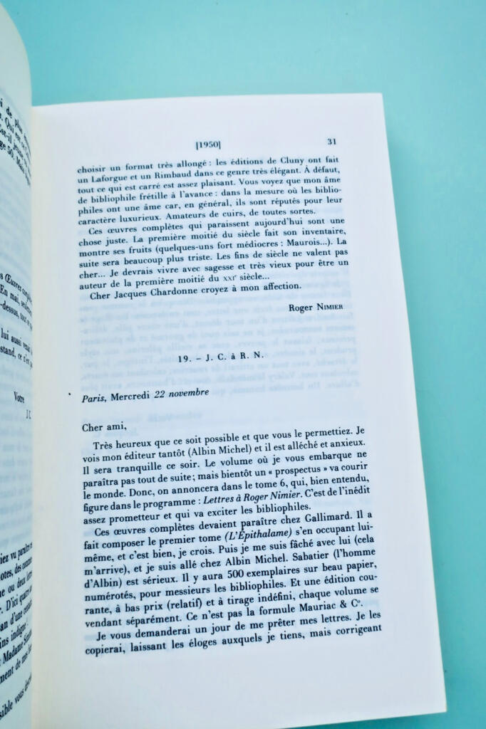 フランス人作家による往復書簡、1950年~1962年