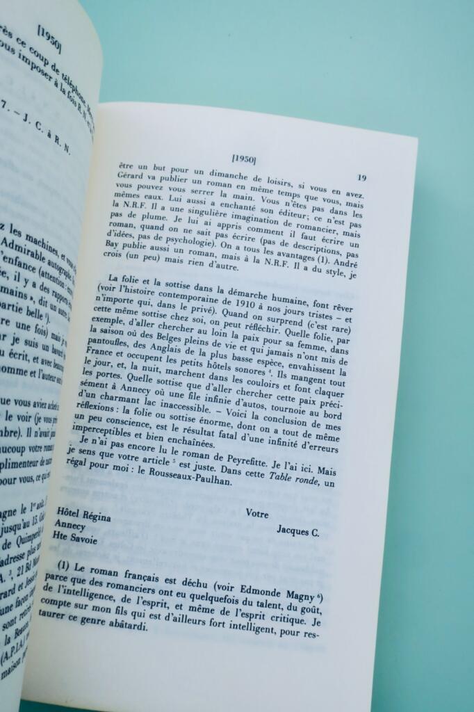 フランス人作家による往復書簡、1950年~1962年