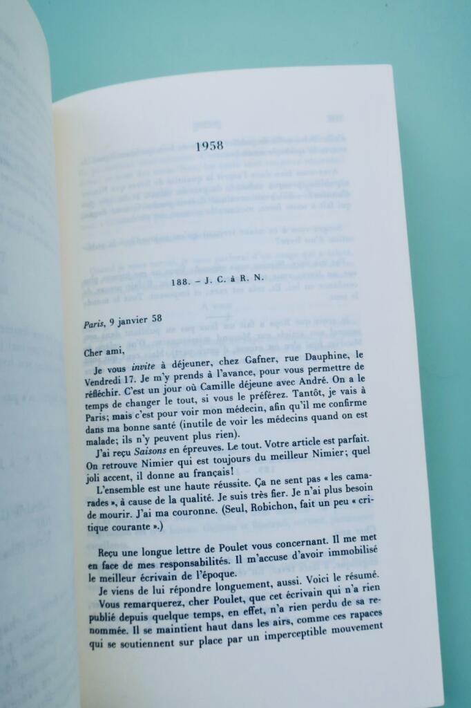 フランス人作家による往復書簡、1950年~1962年