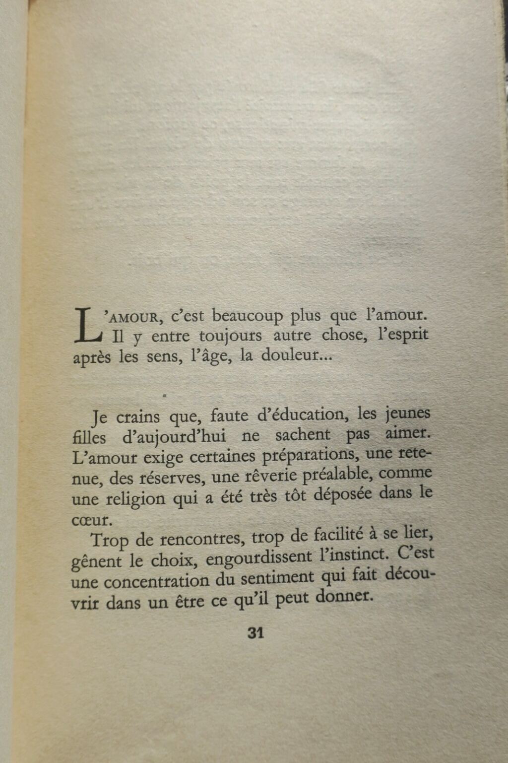 Chardonne on love beyond romance