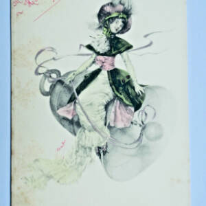 cocotte sur une cloche, vers 1899