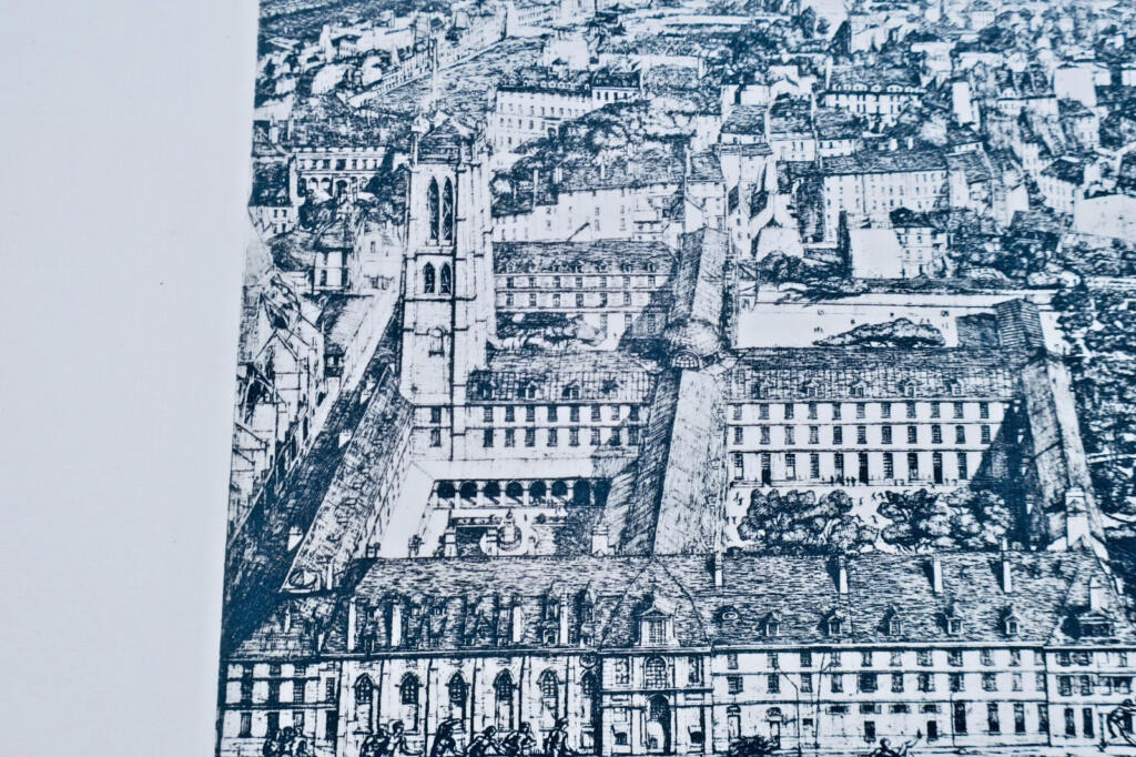 Collège Henri IV ou lycée Napoléon…1861 C. Meryon EAU-FORTE vue à vol d&rsquo;oiseau
