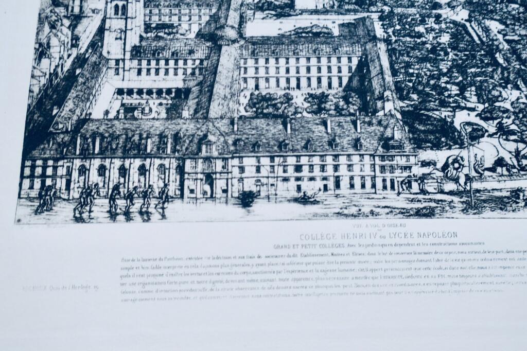 Collège Henri IV ou lycée Napoléon…1861 C. Meryon EAU-FORTE vue à vol d&rsquo;oiseau