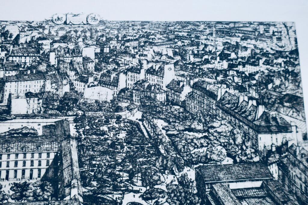 Collège Henri IV ou lycée Napoléon…1861 C. Meryon EAU-FORTE vue à vol d&rsquo;oiseau