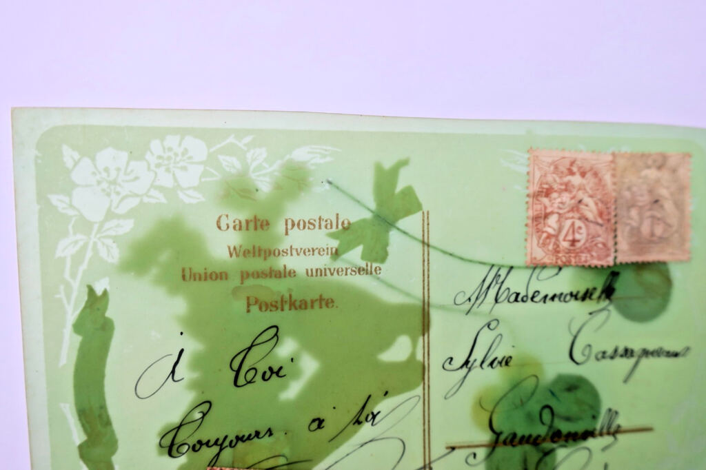 colombes & pensées DOUX SOUVENIRS art nouveau TRANSLUCIDE