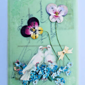 colombes & pensées DOUX SOUVENIRS art nouveau TRANSLUCIDE