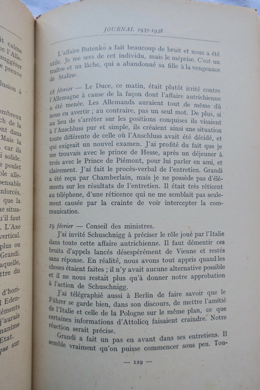 COMTE GALEAZZO CIANO Political Journal 1937 - 1938 – Image 4