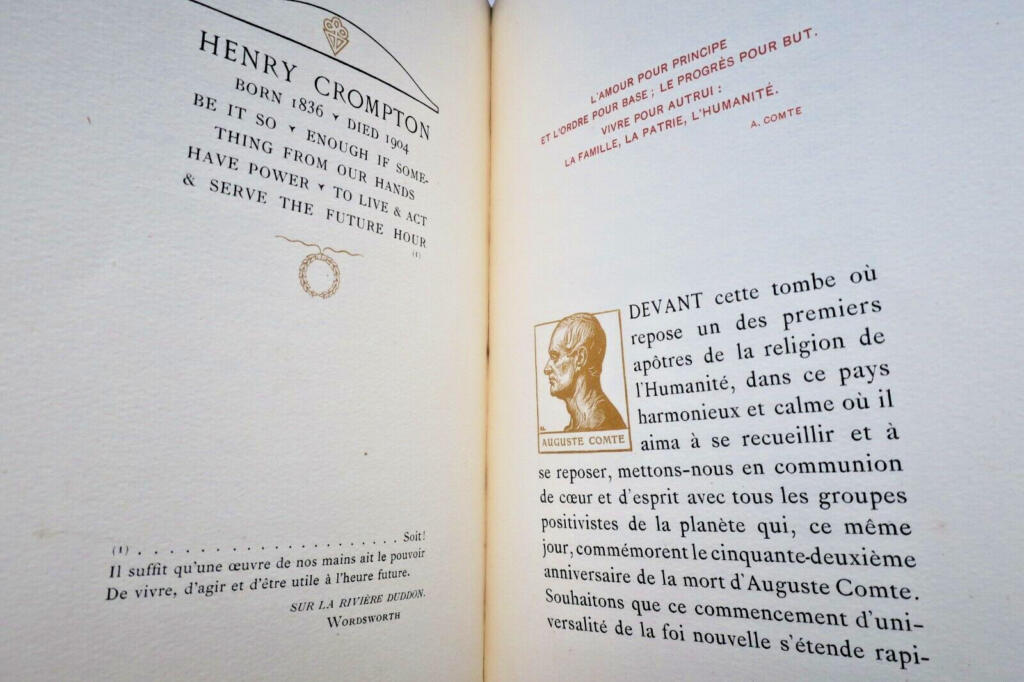 Comte SUR LA TOMBE DE HENRY CROMPTON anniversaire de la mort d’Auguste Comte