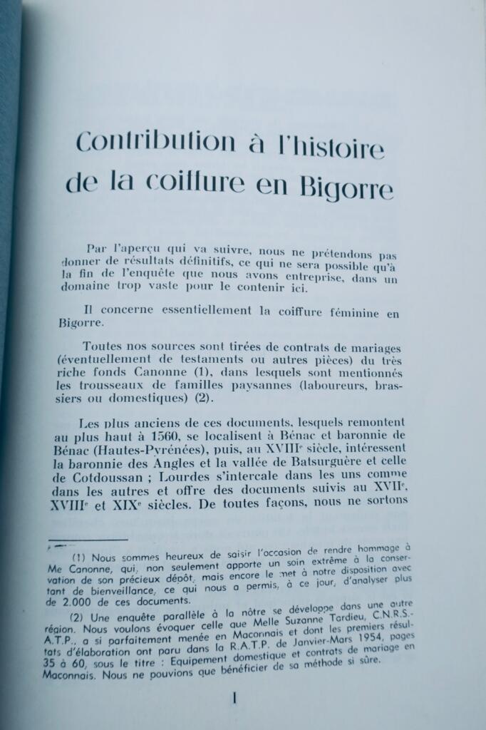 contributions à l&rsquo;histoire de la coiffure en Bigorre