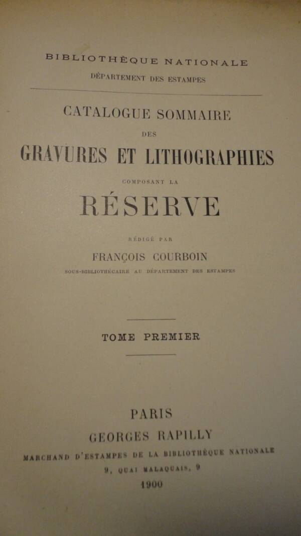 Courboins Druckkatalog: Seltene Reserve von 1900