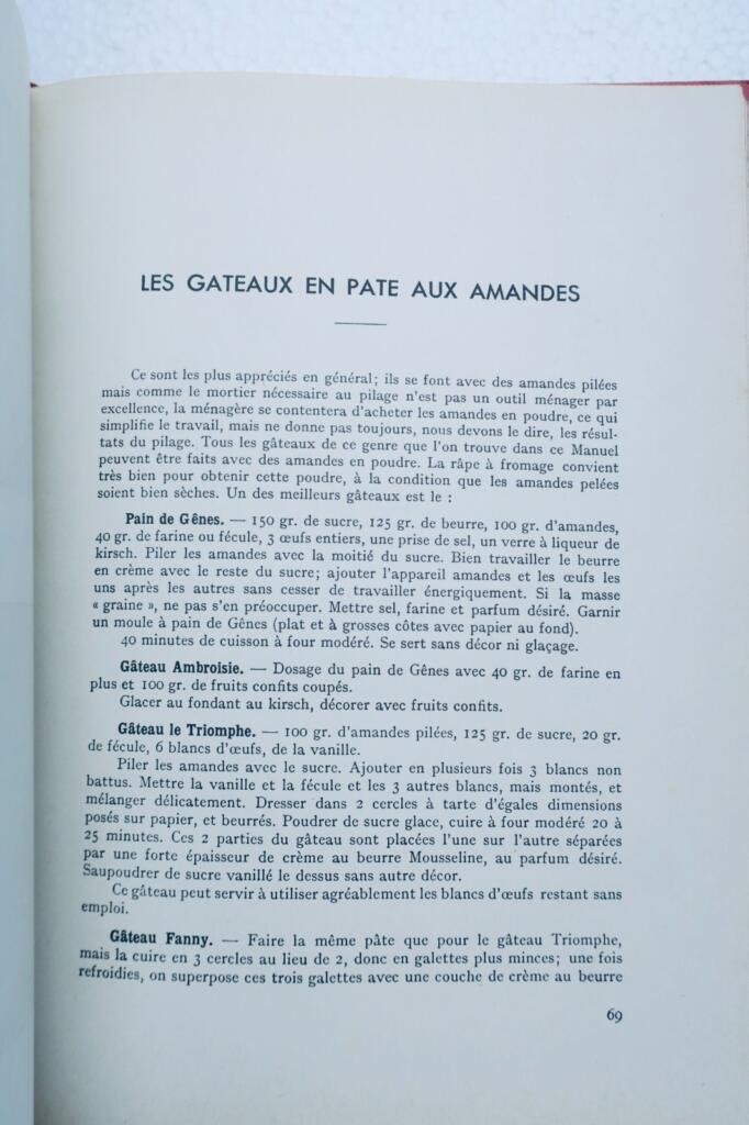 cuisine PELLAPRAT Les desserts. Recueil de patisserie et entremets simples 1946