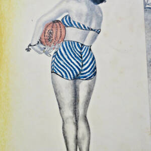 Curiosa dessins originaux à la main, datés et signés pin-up 1948