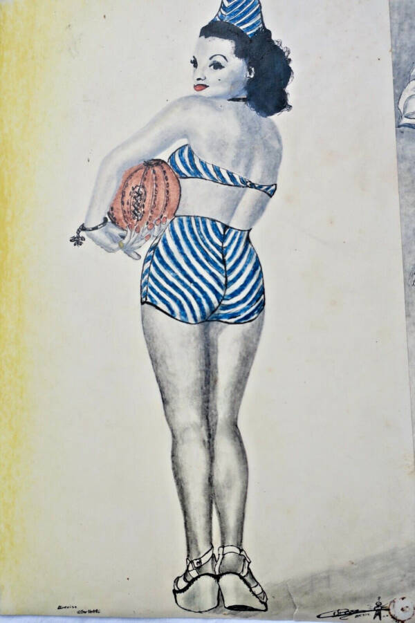 Originale Pin-up-Zeichnungen von 1948