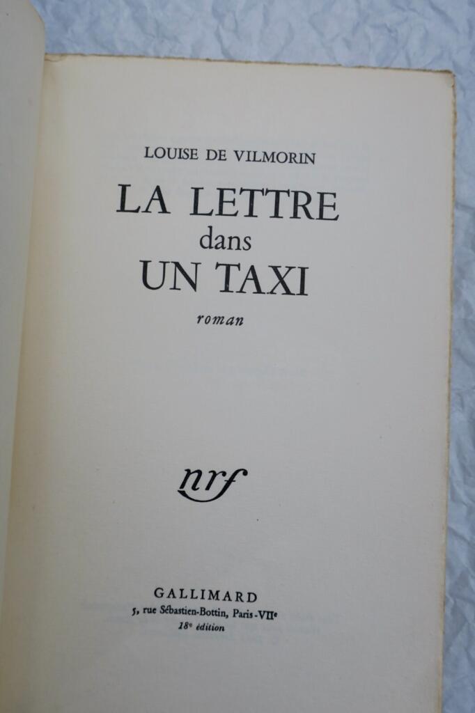 DE VILMORIN, Louise La lettre dans un taxi