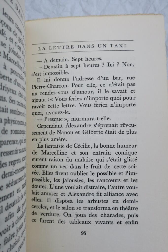 DE VILMORIN, Louise La lettre dans un taxi