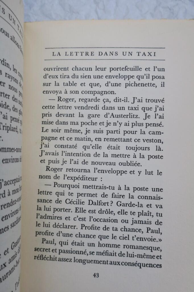 DE VILMORIN, Louise La lettre dans un taxi