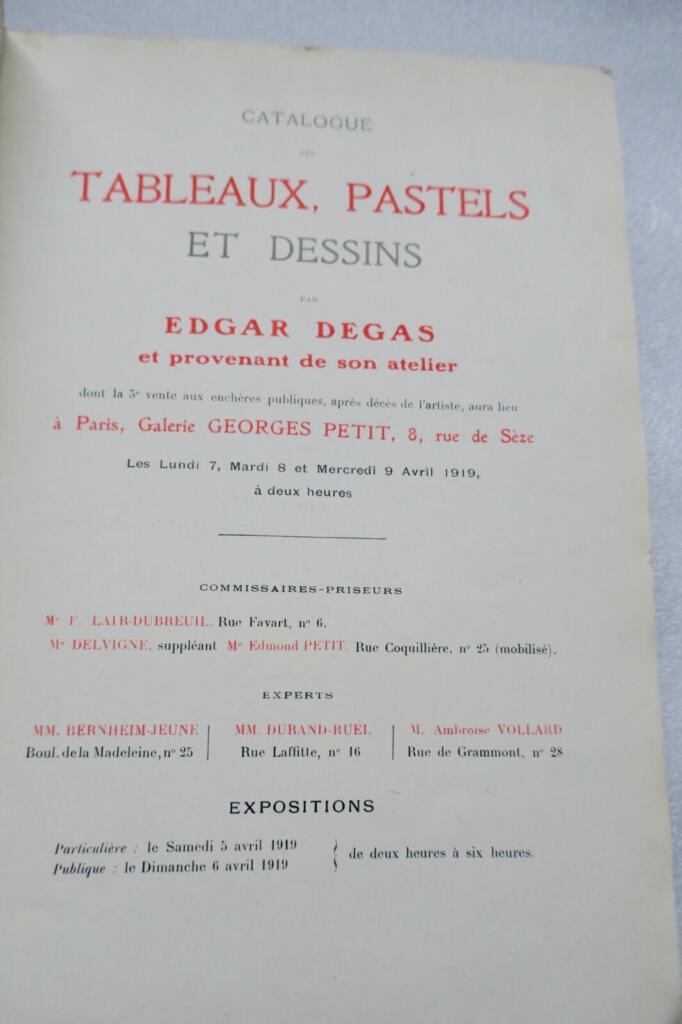 Degas: Catalogue of Paintings, Pastels & Drawings (1919)