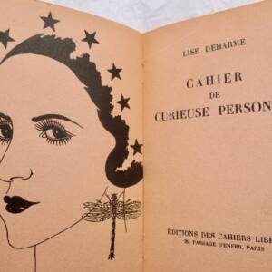 Deharme (Lise). Cahier de curieuse personne + dédicace