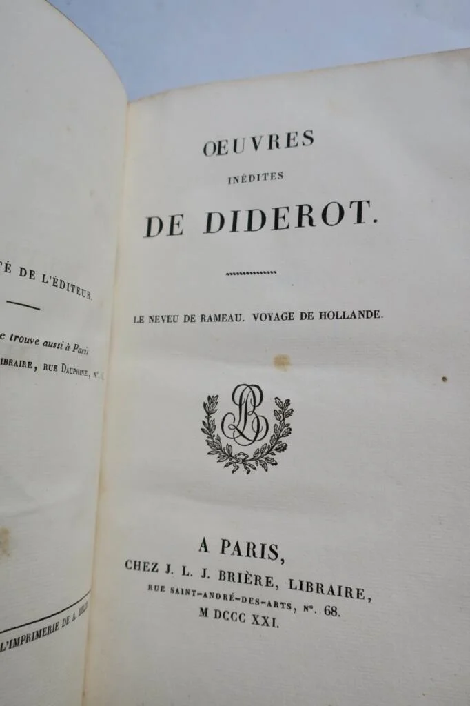 DIDEROT 1821 OEUVRES COMPLETES BRIERE
